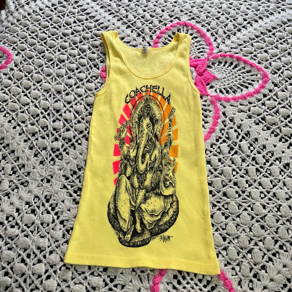 Coachella 2014 Ganesha Yellow Graphic Tank Top